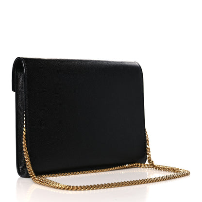 Saint Laurent Grain De Poudre Monogram Cassandra Chain Wallet Black 3 of 10