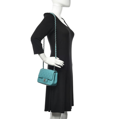 Chanel Lambskin Quilted Mini Square Flap Turquoise 2 of 13