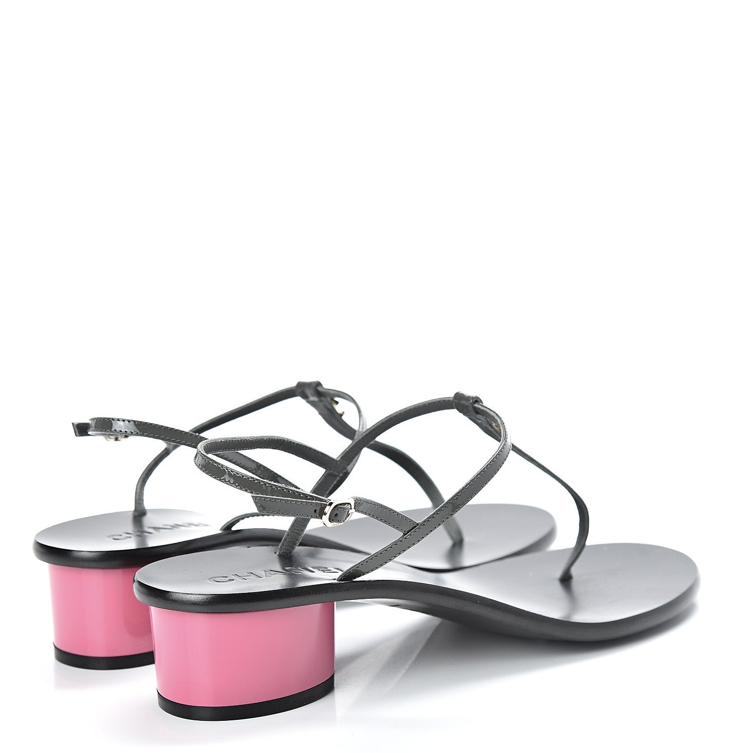 Chanel Patent CC Thong Sandals 41 Grey Pink 4 of 9