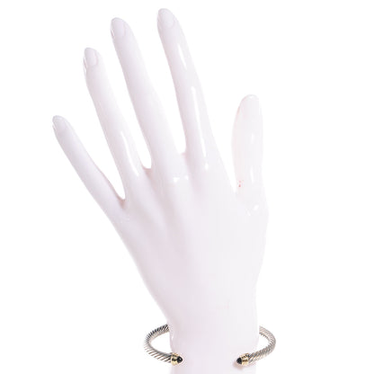 David Yurman Sterling Silver 14K Yellow Gold Black Onyx 5mm Cable Classics Bracelet 2 of 5