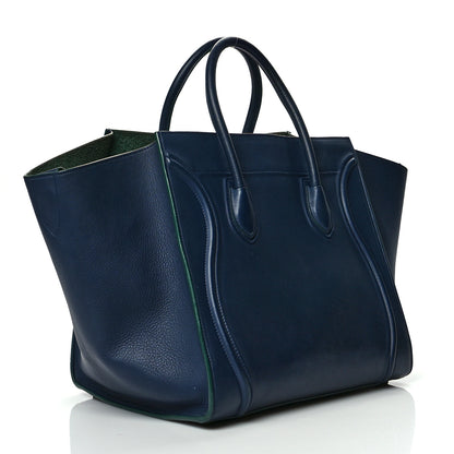 Celine Supple Calfskin Medium Phantom Luggage Navy Blue Green Trim 2 of 8