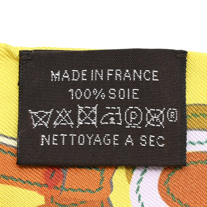 Hermes Silk Brides de Gala Applique Pique Twilly Jaune Vif Vert D'eau Bronze 3 of 4