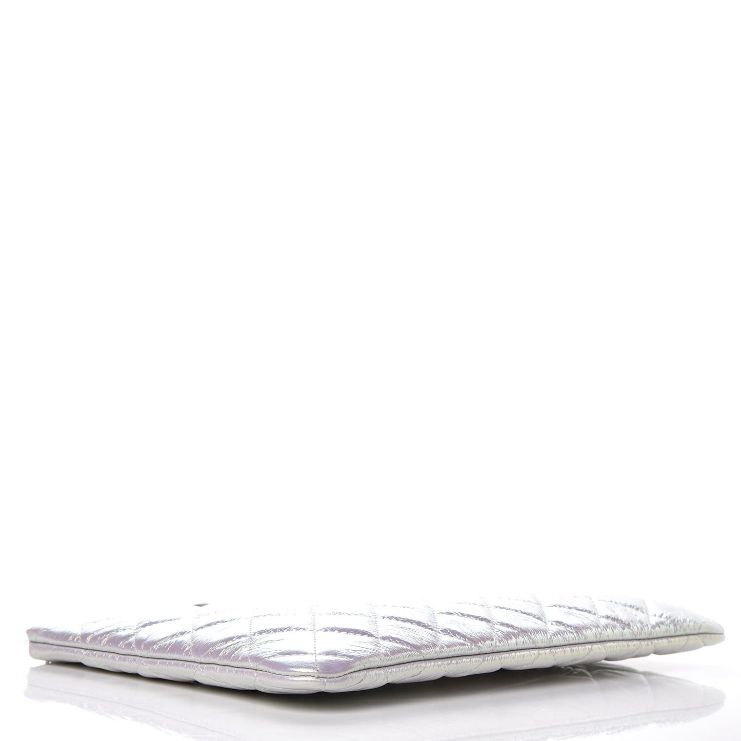 Iridescent Crumpled Calfskin CC Ripples Medium Cosmetic Case White