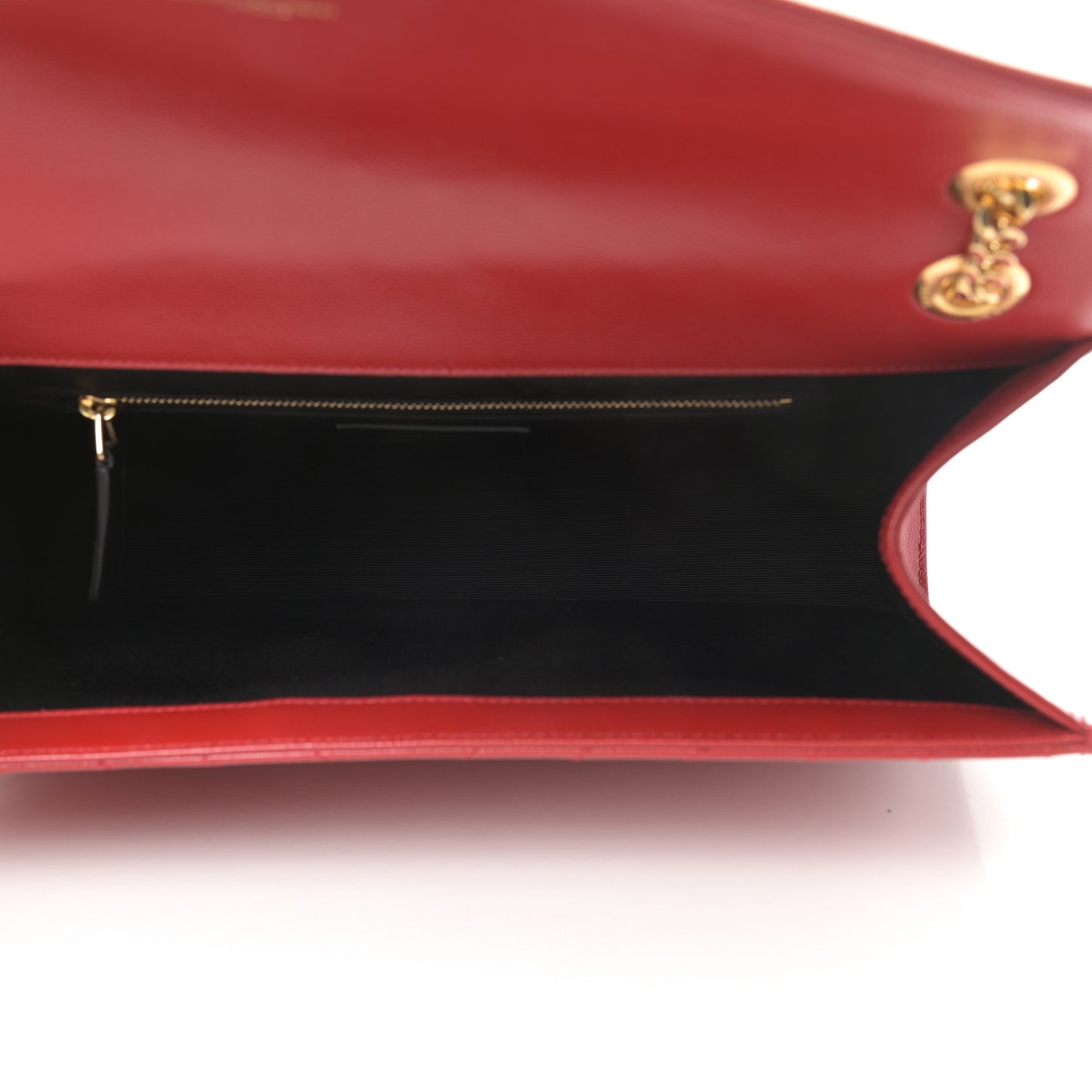 Grain De Poudre Matelasse Chevron Large Monogram Satchel Lipstick Red