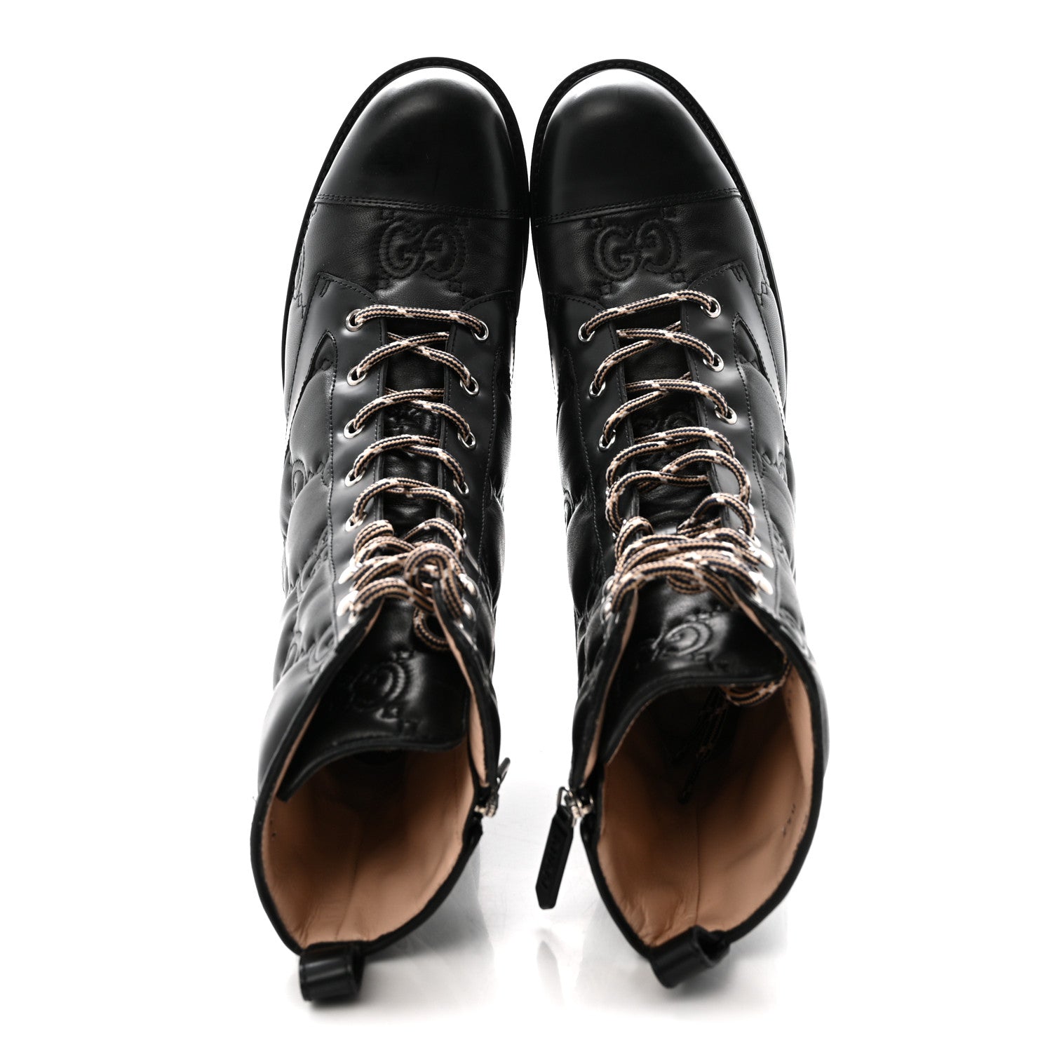 Gucci Cordovan Lux Nappa GG Matelasse Lace Up 60mm Combat Boots 40 Black 2 of 9
