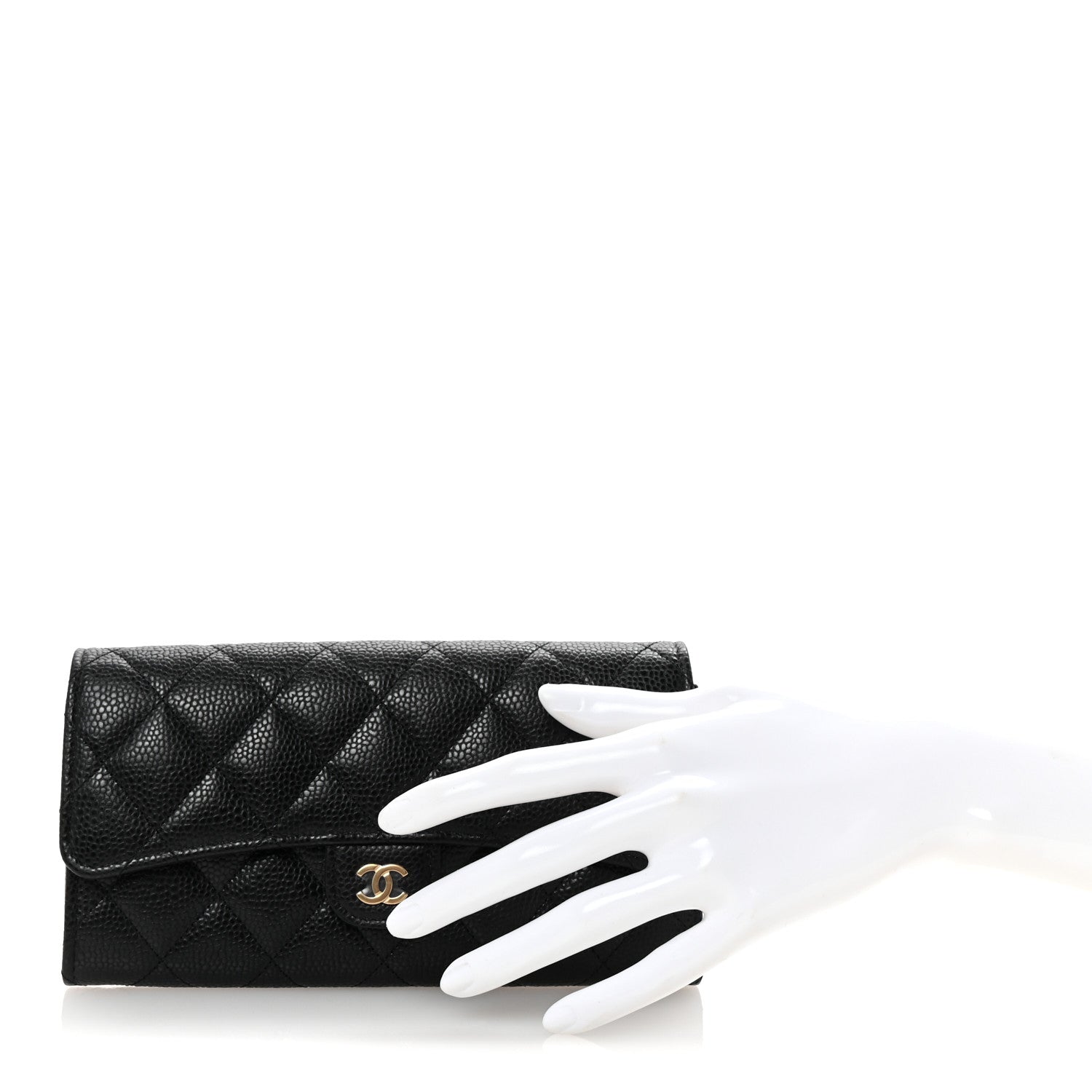 Chanel Caviar Quilted Large Gusset Flap Wallet Black 2 of 8