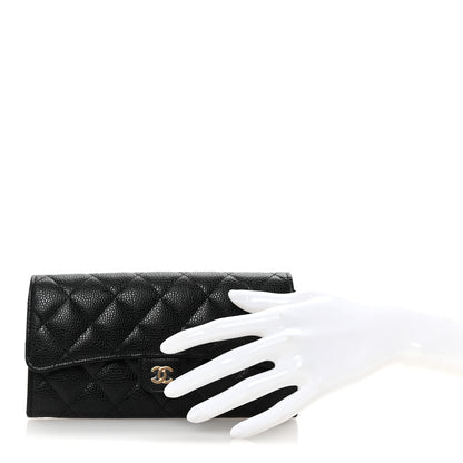 Chanel Caviar Quilted Large Gusset Flap Wallet Black 2 of 8