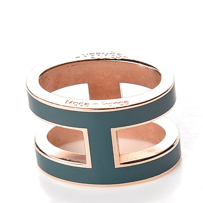 Hermes Lacquered Rose Gold Pop H Pendant Necklace Turquoise 5 of 6
