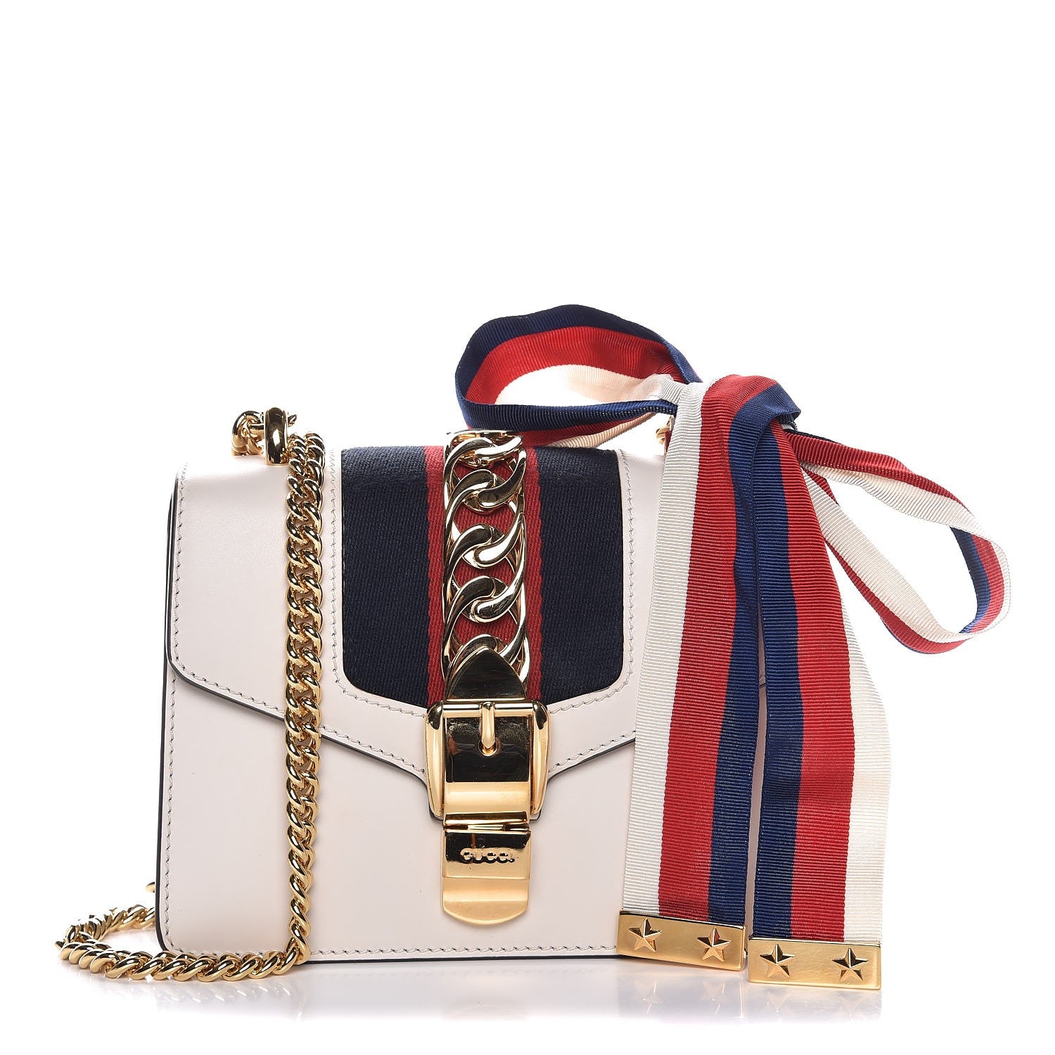 Gucci Calfskin Mini Sylvie Chain Shoulder Bag White 1 of 8