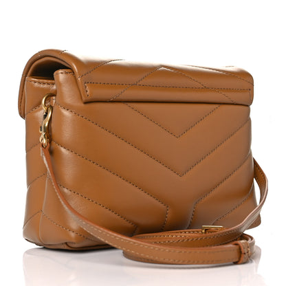 Saint Laurent Calfskin Y Quilted Monogram Toy Loulou Crossbody Bag Dark Natural 3 of 9