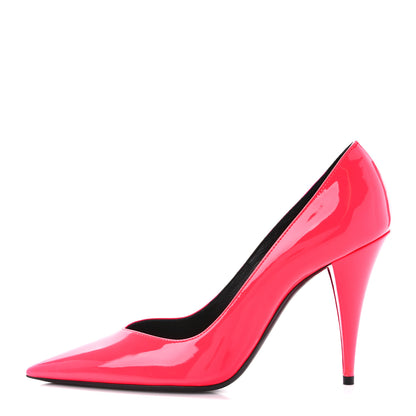 Saint Laurent Patent Calfskin Kiki 100 Pumps 37.5 Fuxia Fluo 1 of 9