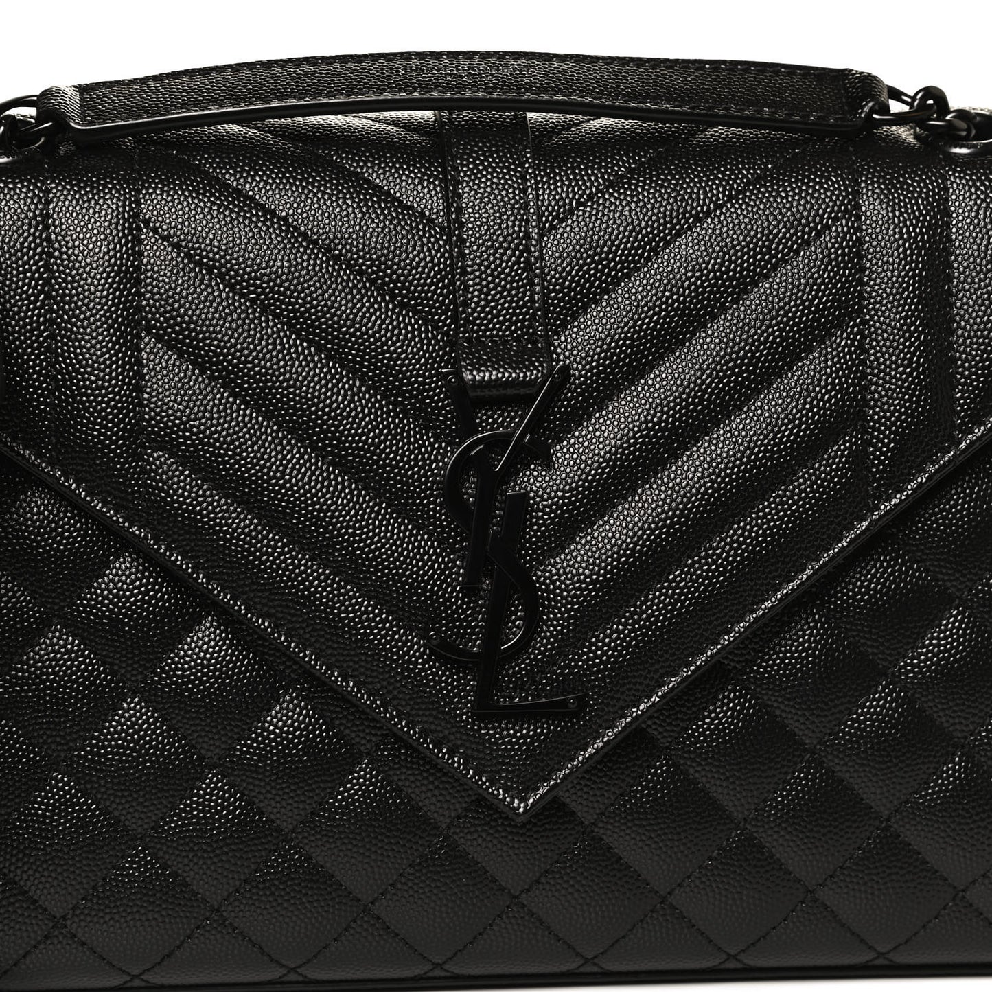 Grain De Poudre Textured Mixed Matelasse Triquilt Medium Monogram Satchel Black