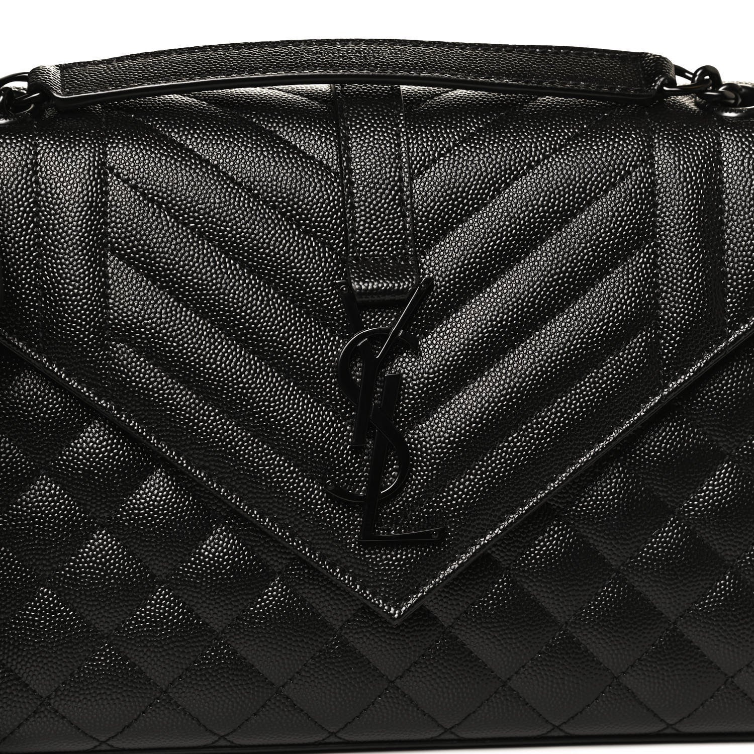 Saint Laurent Grain De Poudre Textured Mixed Matelasse Triquilt Medium Monogram Satchel Black 8 of 12