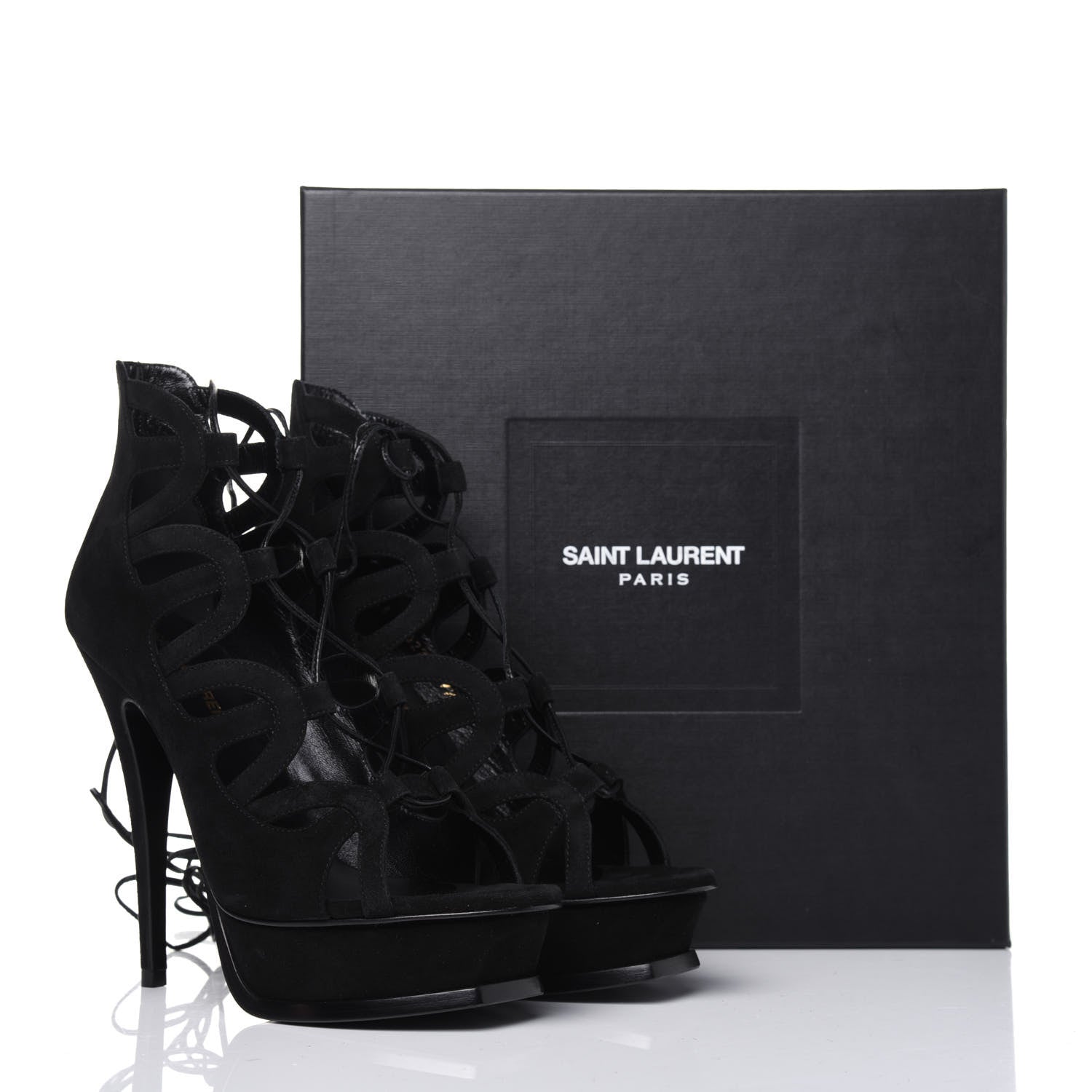 Saint Laurent Kid Scamosciato Tribute 105 Platform Sandals 37.5 Black 9 of 9