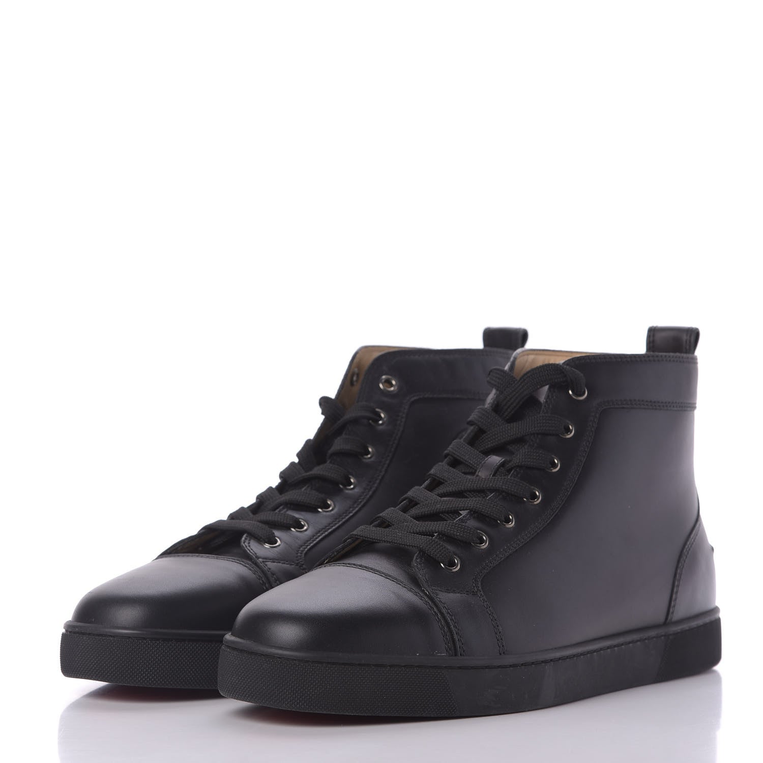Christian Louboutin Calfskin Mens Louis High Top Sneakers 46 Black 3 of 9