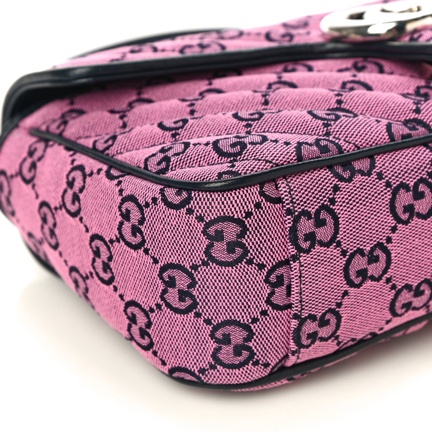 Gucci Monogram Multicolor Matelasse Diagonal Small GG Marmont Shoulder Bag Pink Blue 9 of 11