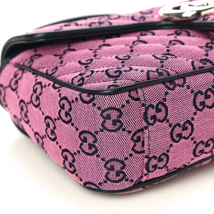 Gucci Monogram Multicolor Matelasse Diagonal Small GG Marmont Shoulder Bag Pink Blue 9 of 11