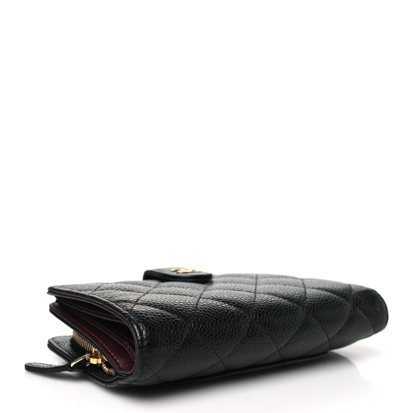 Caviar Quilted Zipped Pocket Wallet Black