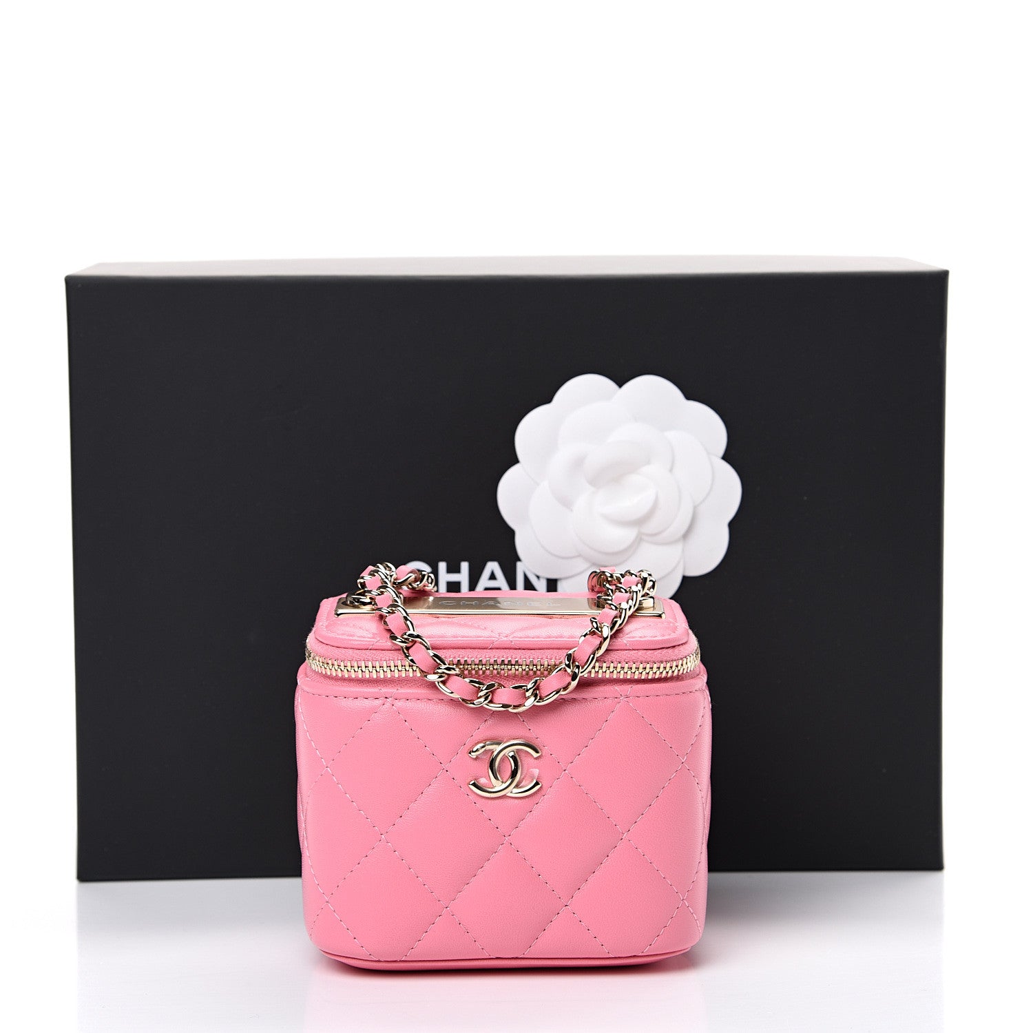 Chanel Lambskin Quilted Mini Vanity Case With Chain Pale Pink 9 of 9