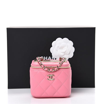 Chanel Lambskin Quilted Mini Vanity Case With Chain Pale Pink 9 of 9