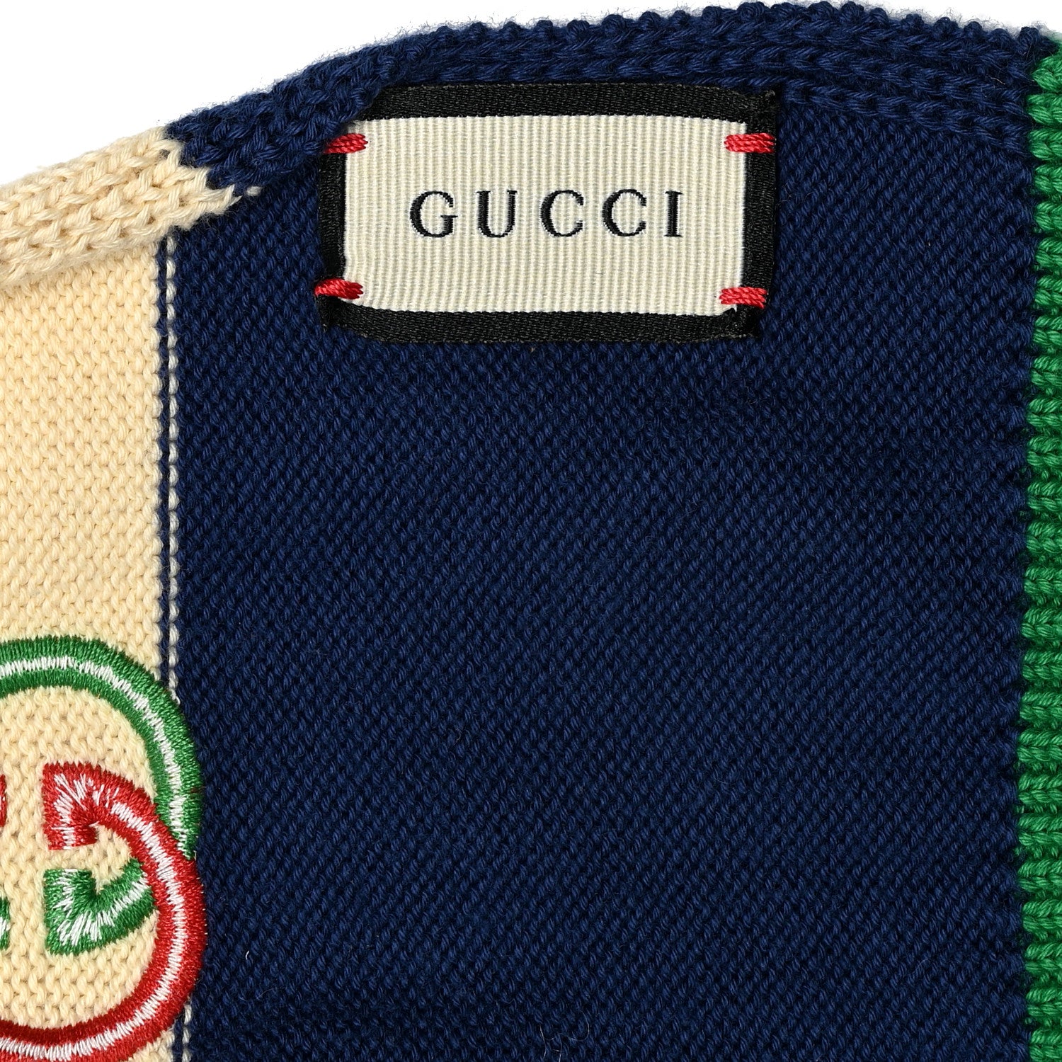 Gucci Cotton Striped Interlocking G Scarf Blue Green 3 of 4