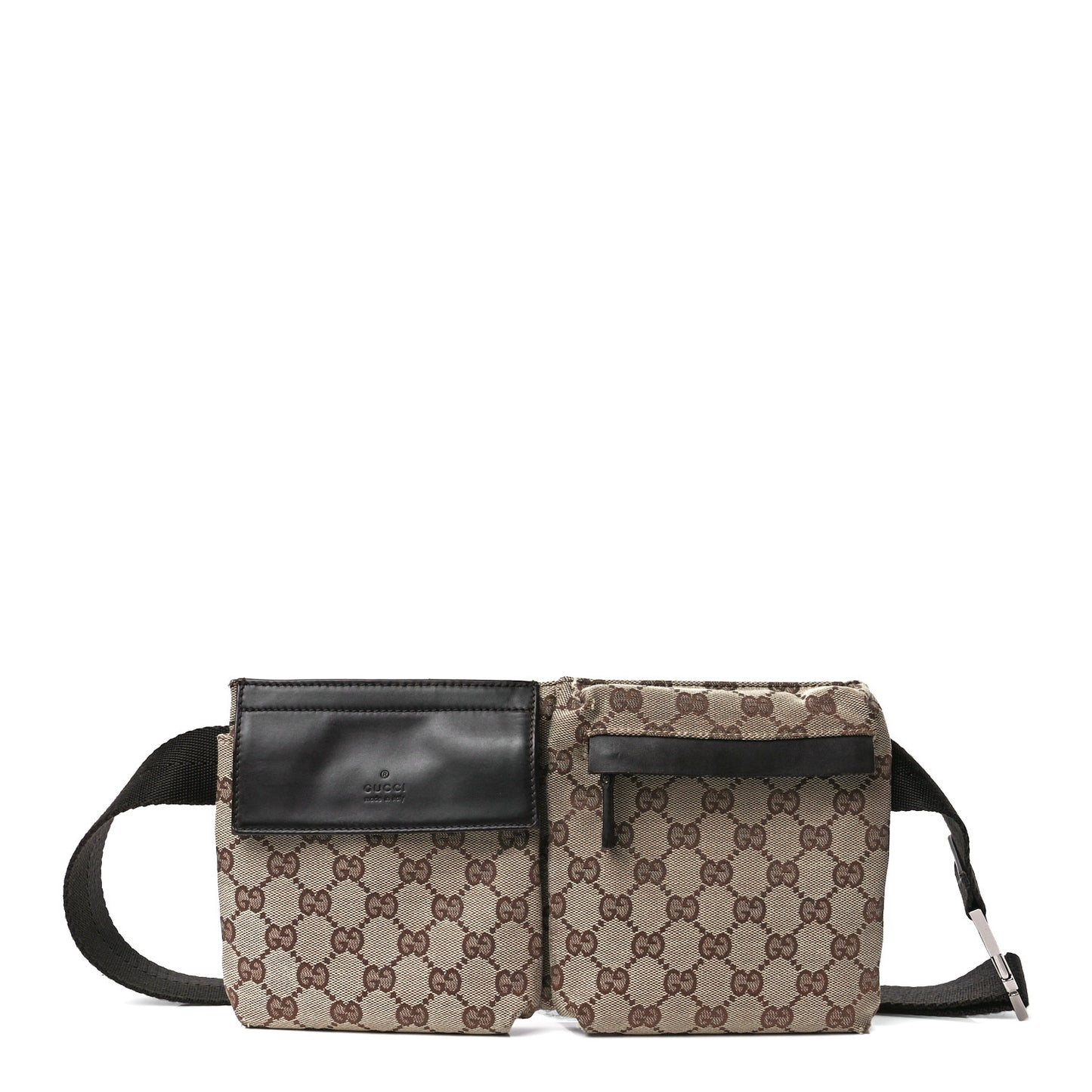 GG Monogram Double Pocket Belt Bag Dark Brown