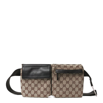 Gucci GG Monogram Double Pocket Belt Bag Dark Brown 1 of 14