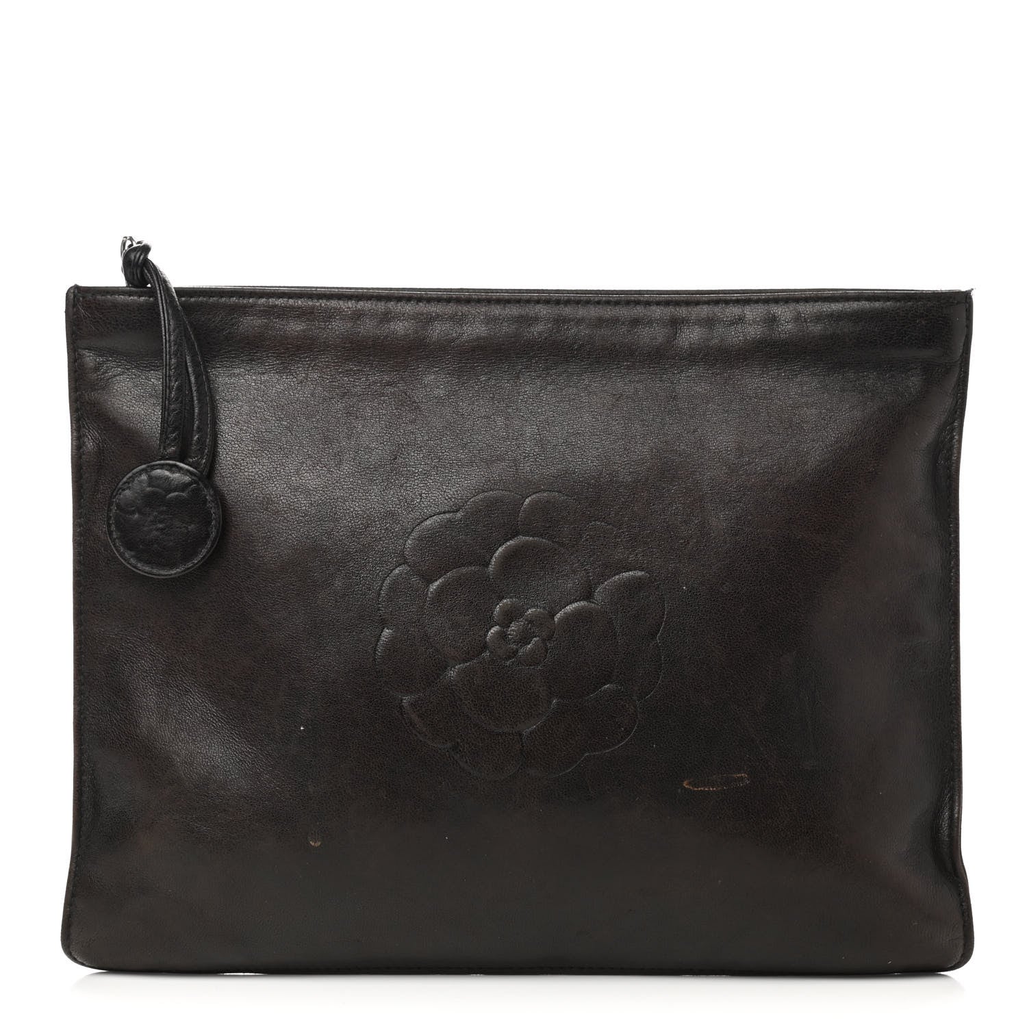 Chanel Lambskin CC Camellia Cosmetic Pouch Black 1 of 12