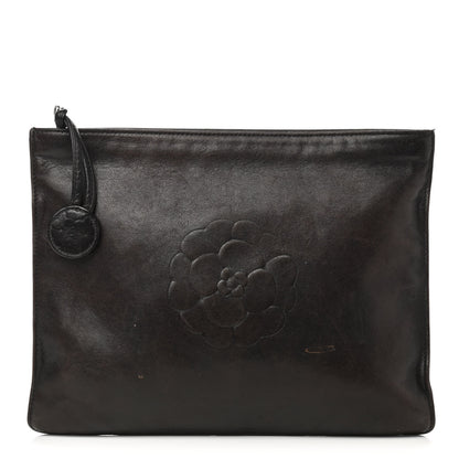 Chanel Lambskin CC Camellia Cosmetic Pouch Black 1 of 12