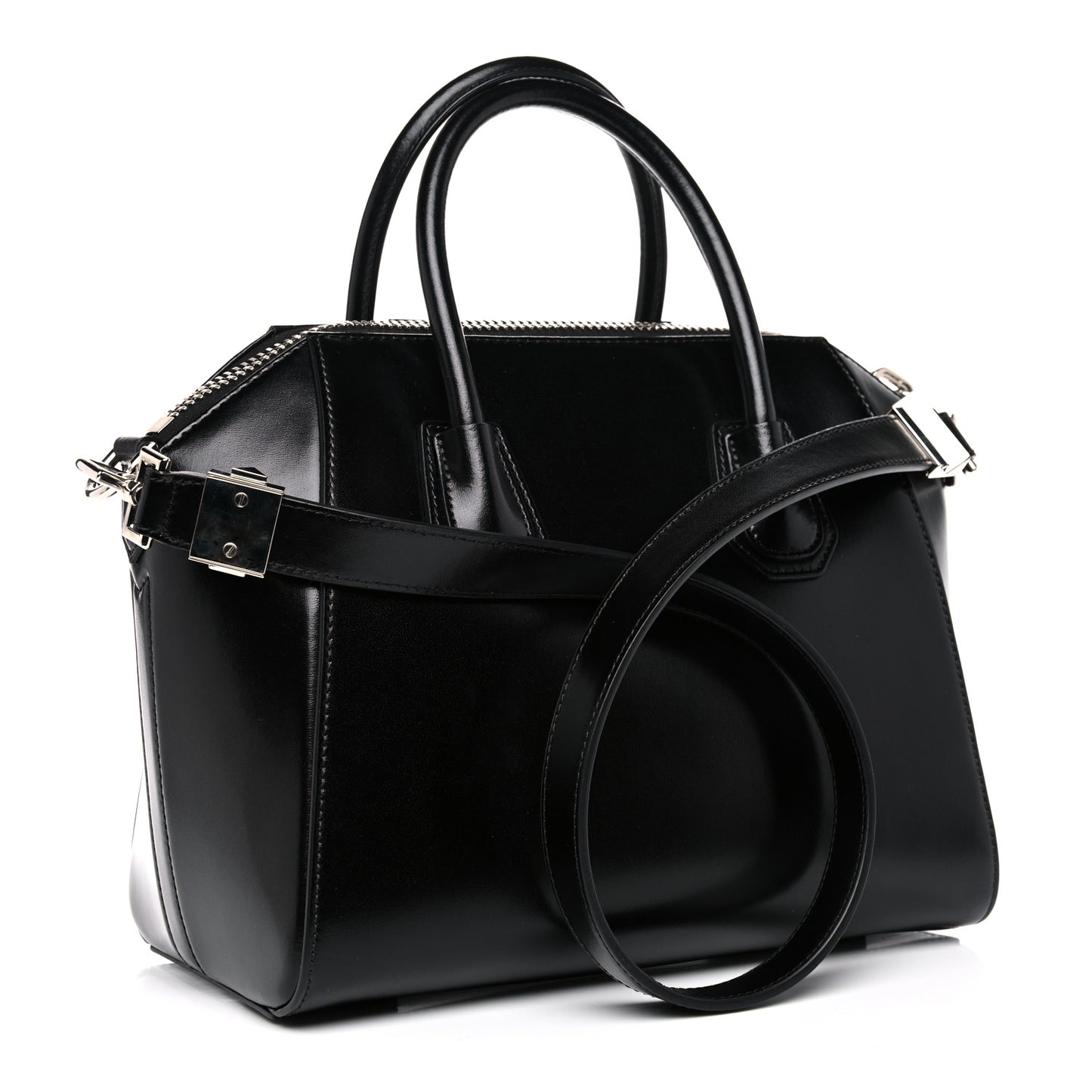 Shiny Lord Calfskin Small Antigona Black