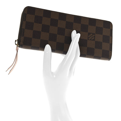 Louis Vuitton Damier Ebene Clemence Wallet Rose Ballerine 2 of 7