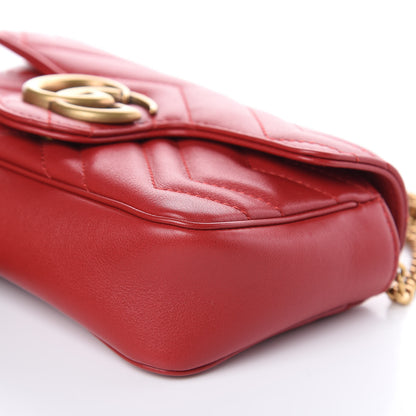 Gucci Calfskin Matelasse Super Mini GG Marmont Shoulder Bag Hibiscus Red 9 of 9