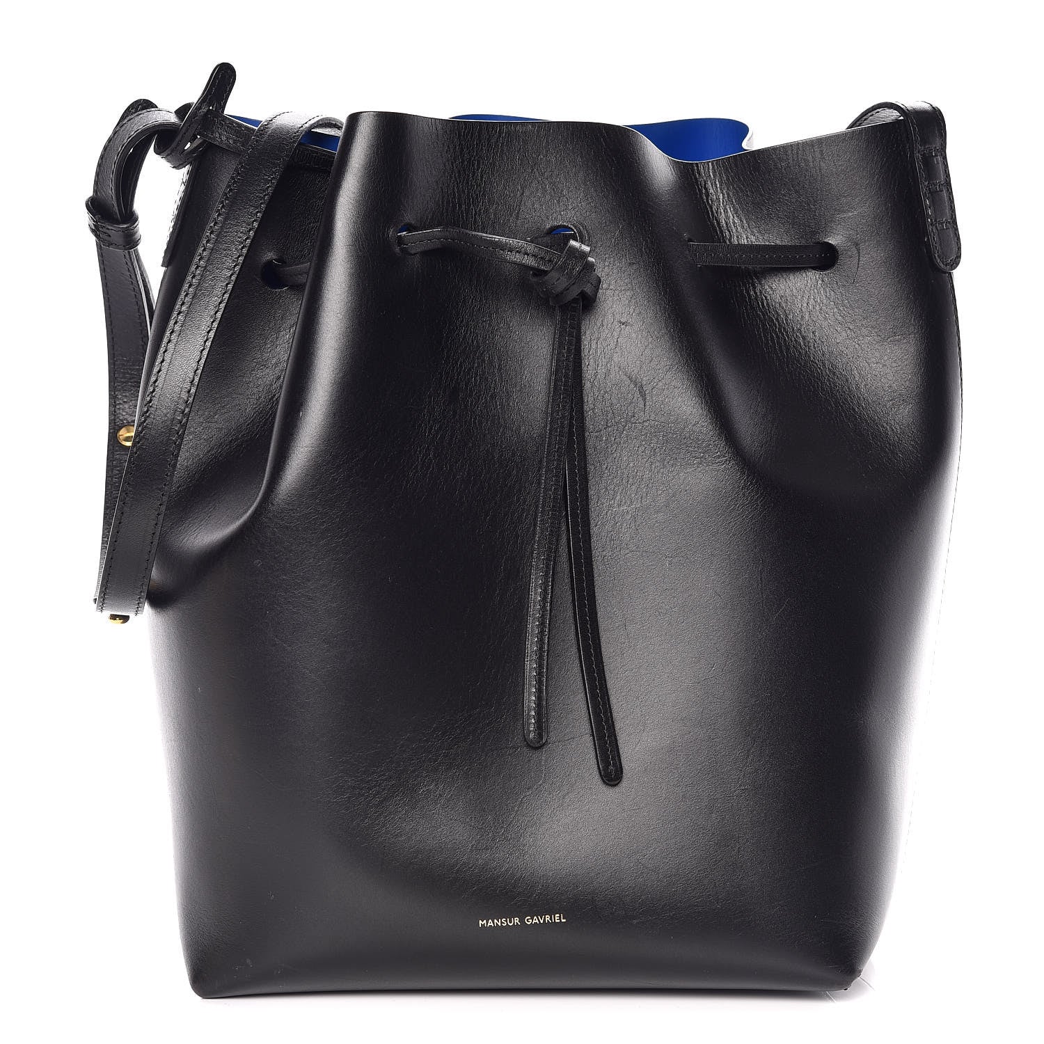 Mansur Gavriel Vegetable Tanned Calfskin Bucket Bag Black Royal 1 of 13