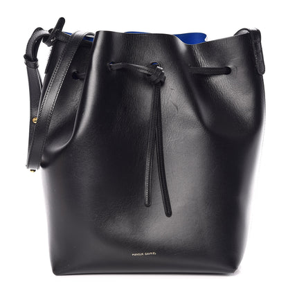 Mansur Gavriel Vegetable Tanned Calfskin Bucket Bag Black Royal 1 of 13