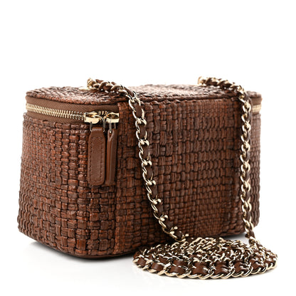 Chanel Braided Raffia Vanity Case With Chain Brown 2 of 10