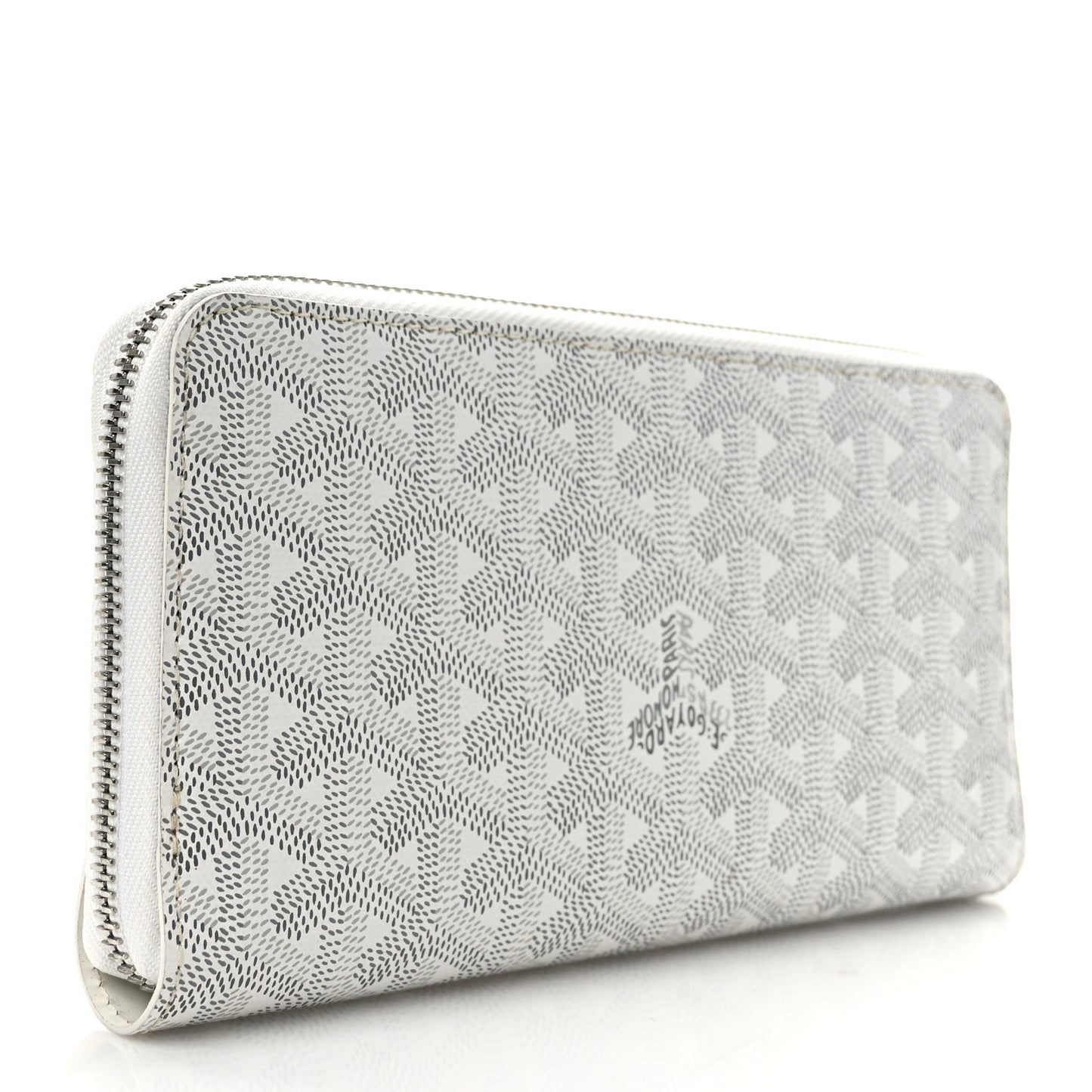 Goyardine Matignon Zip Around GM Wallet White