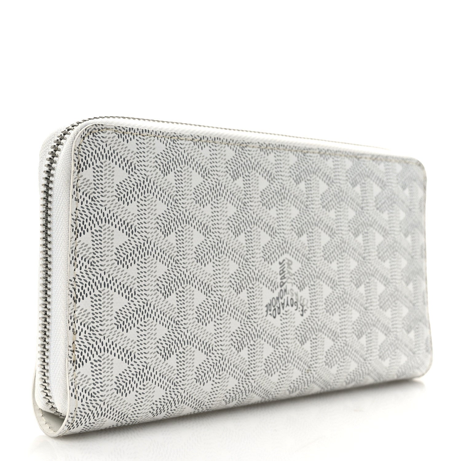 Goyard Goyardine Matignon Zip Around GM Wallet White 3 of 7