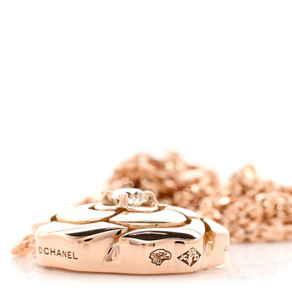 Chanel 18K Rose Gold Diamond Extrait de Camelia Pendant Necklace 5 of 6