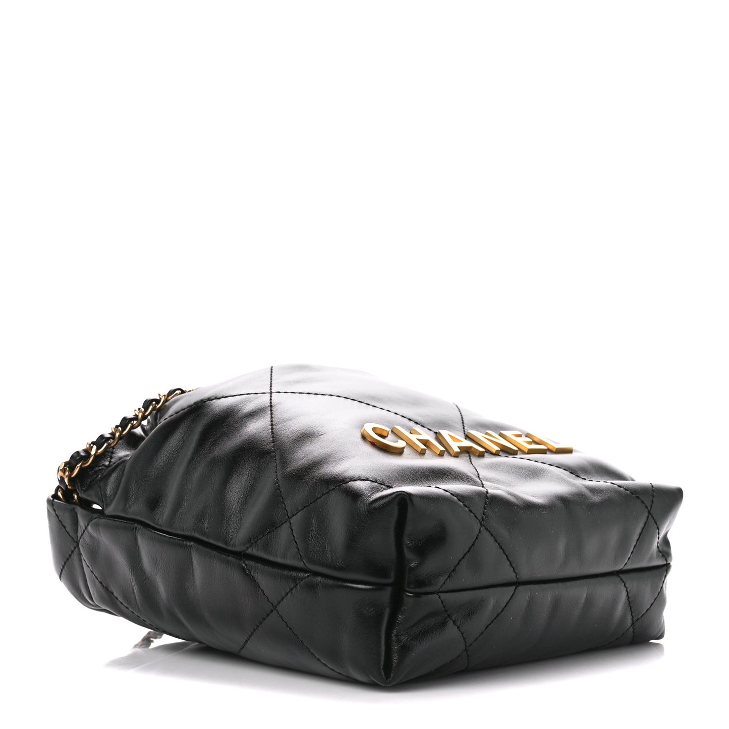 Shiny Calfskin Quilted Mini Chanel 22 Black