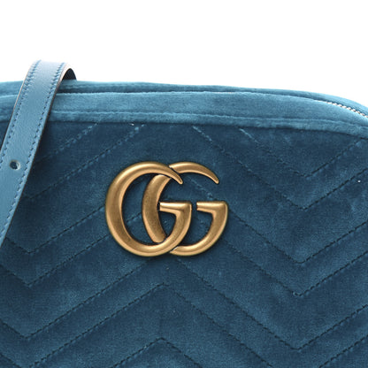 Gucci Velvet Matelasse Small GG Marmont Chain Shoulder Bag Pavone Cyan 13 of 13