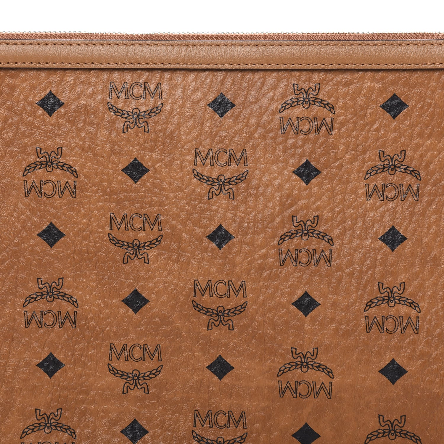 MCM Visetos Medium Stark Wristlet Pouch Cognac 9 of 9