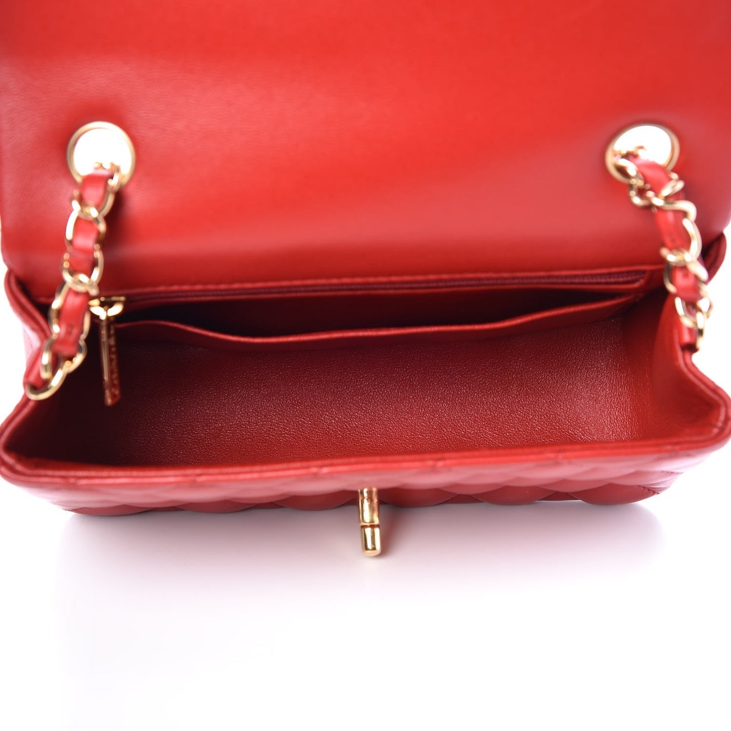 Lambskin Quilted Mini Rectangular Flap Red