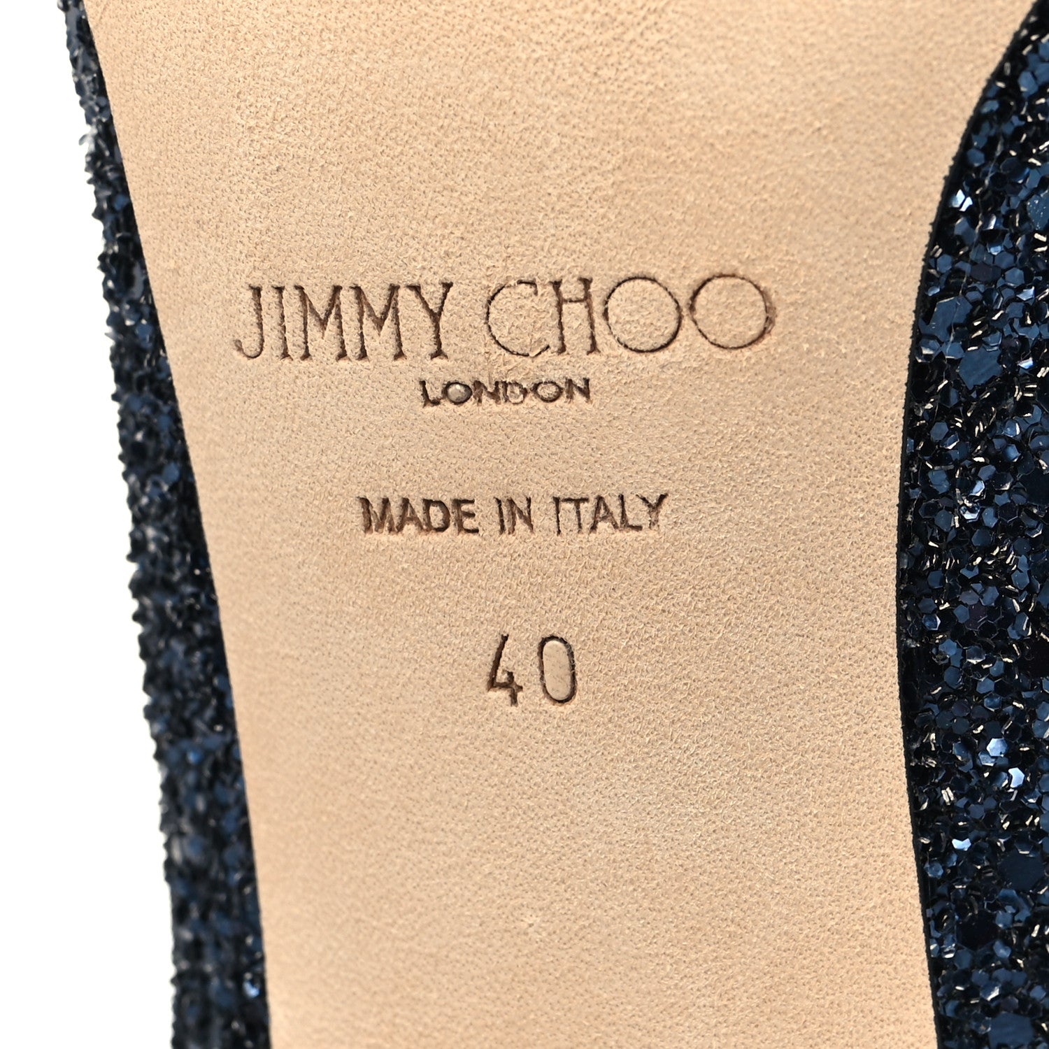 Jimmy Choo Coarse Glitter Fabric Agnes 85 Pumps 40 Navy 6 of 7