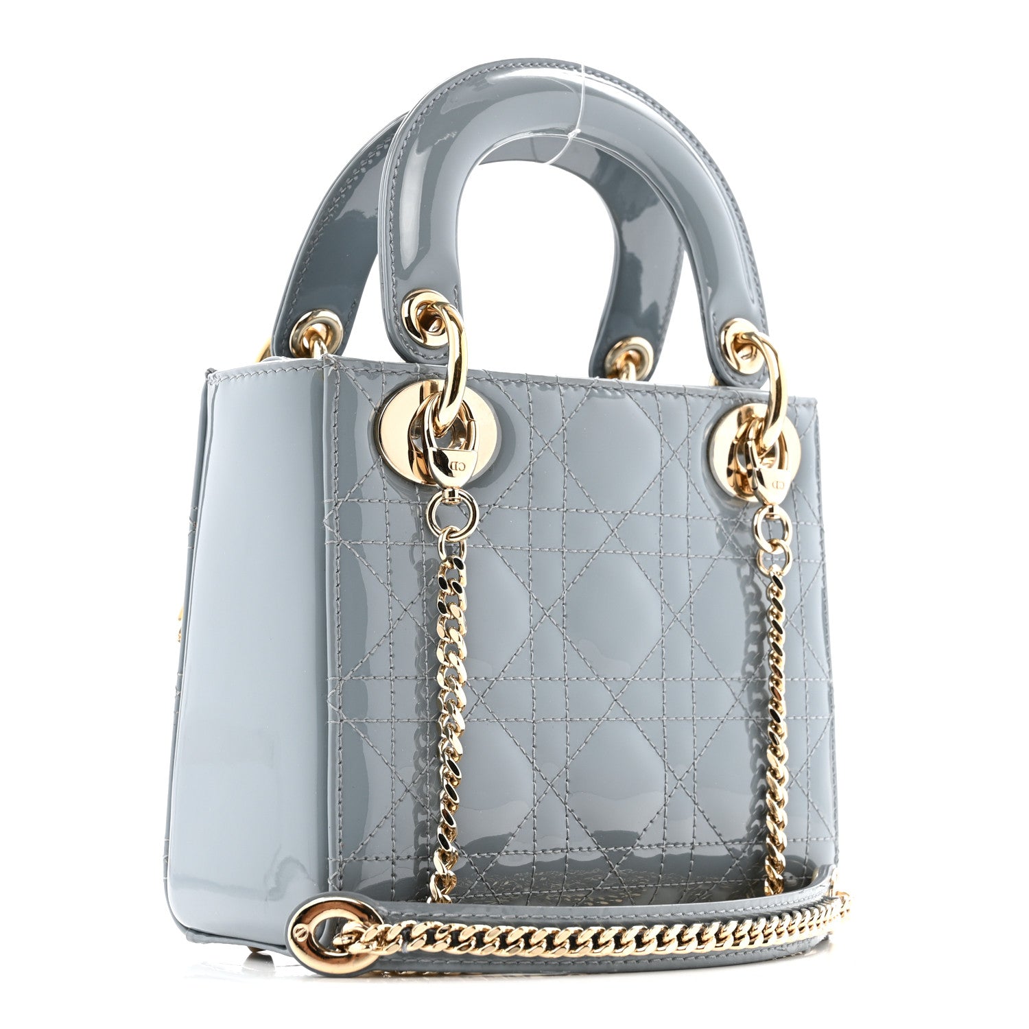 Christian Dior Patent Cannage Mini Lady Dior Grey Stone 3 of 12