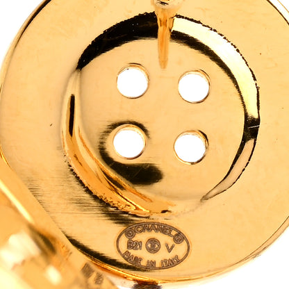 Chanel Metal Large Paris Button Earrings Gold 4 of 4