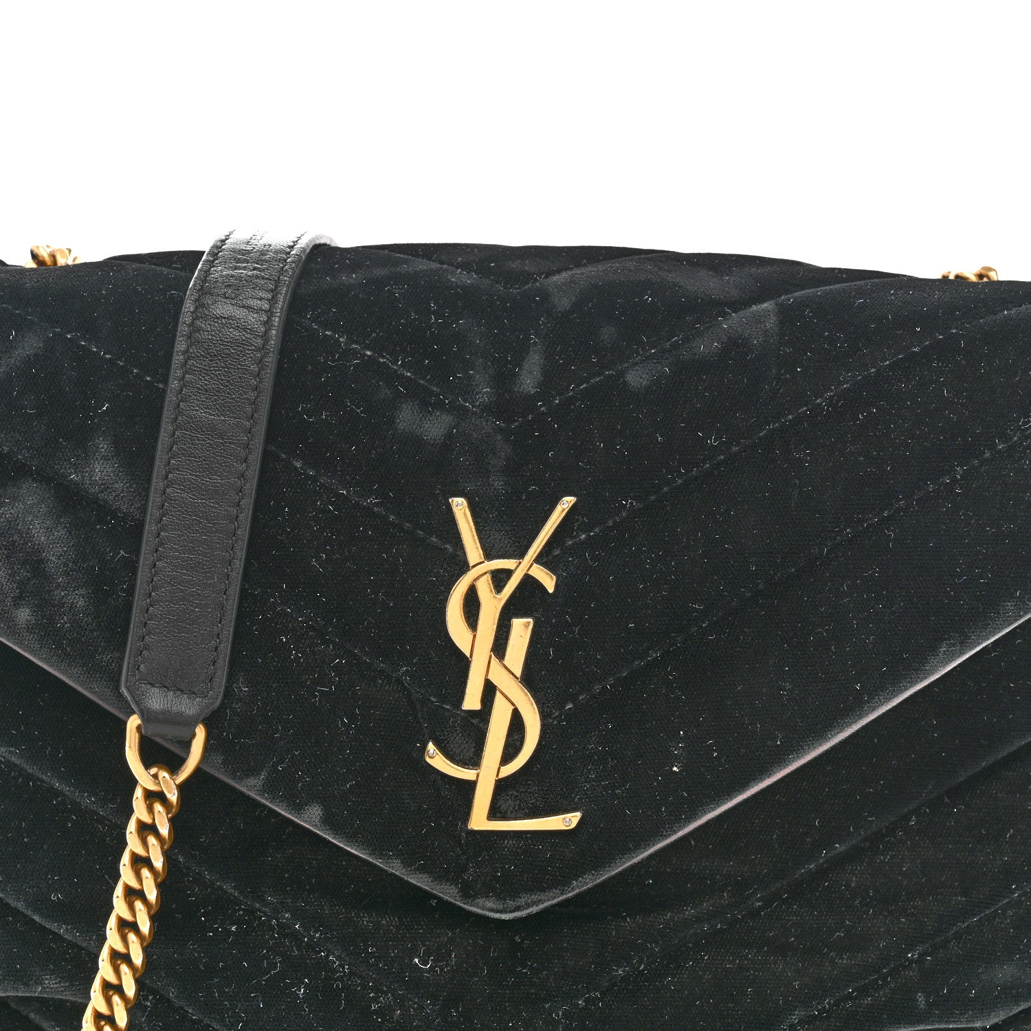 Saint Laurent Velvet Y Quilted Monogram Small Loulou Chain Satchel Black 8 of 15