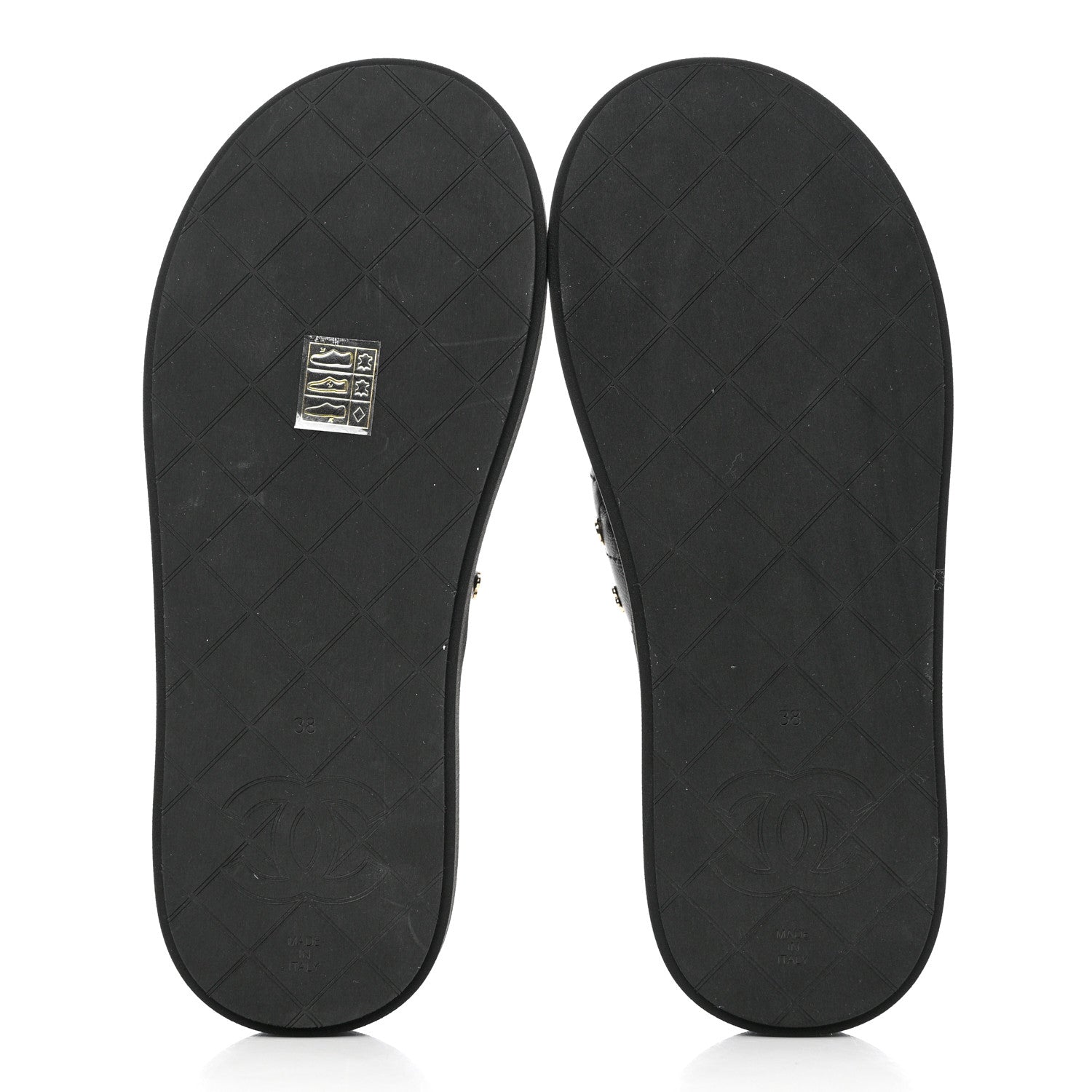 Chanel Lambskin Quilted Padded Charms Thong Sandals 38 Black 5 of 8