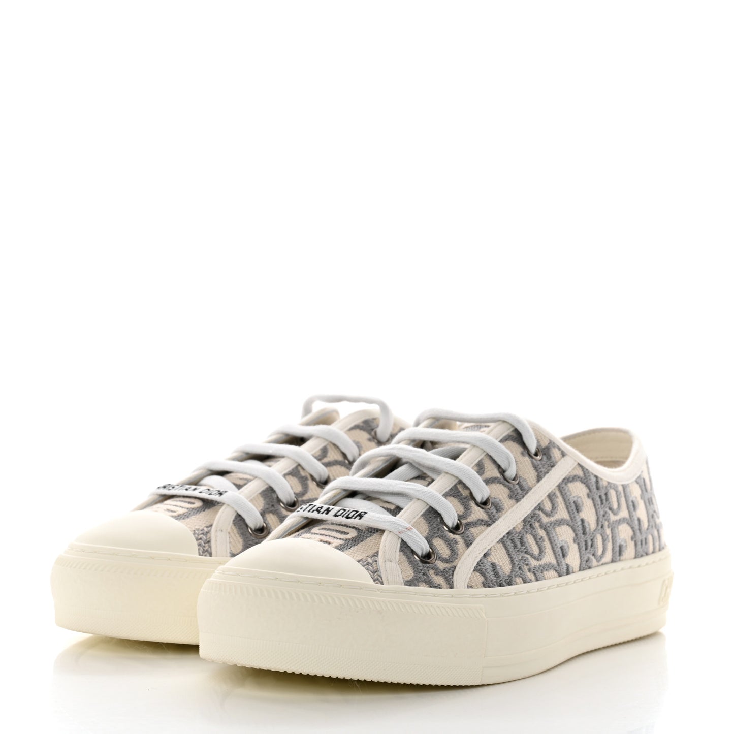 Canvas Oblique Walk'N'Dior Low Top Sneakers 37 Grey Stone
