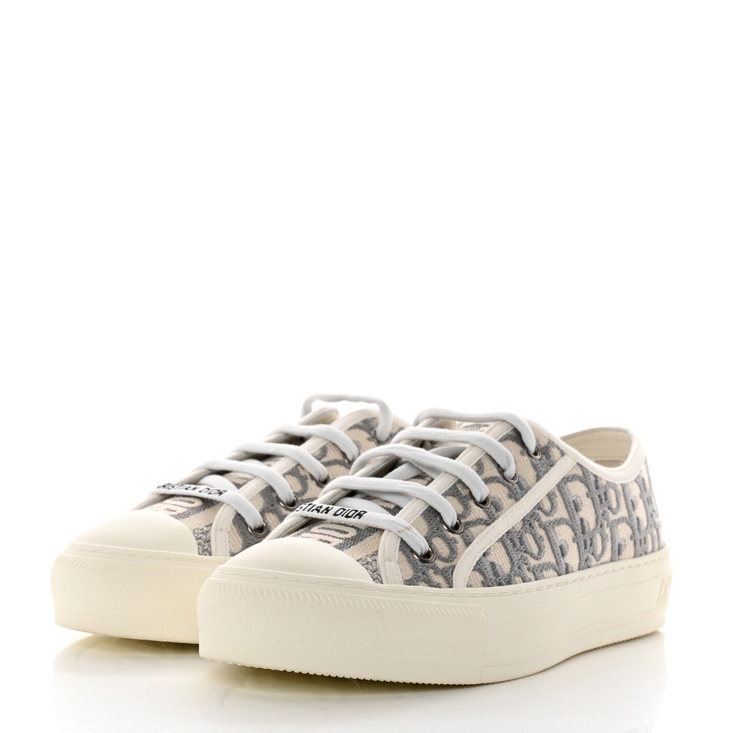 Christian Dior Canvas Oblique Walk'N'Dior Low Top Sneakers 37 Grey Stone 3 of 9