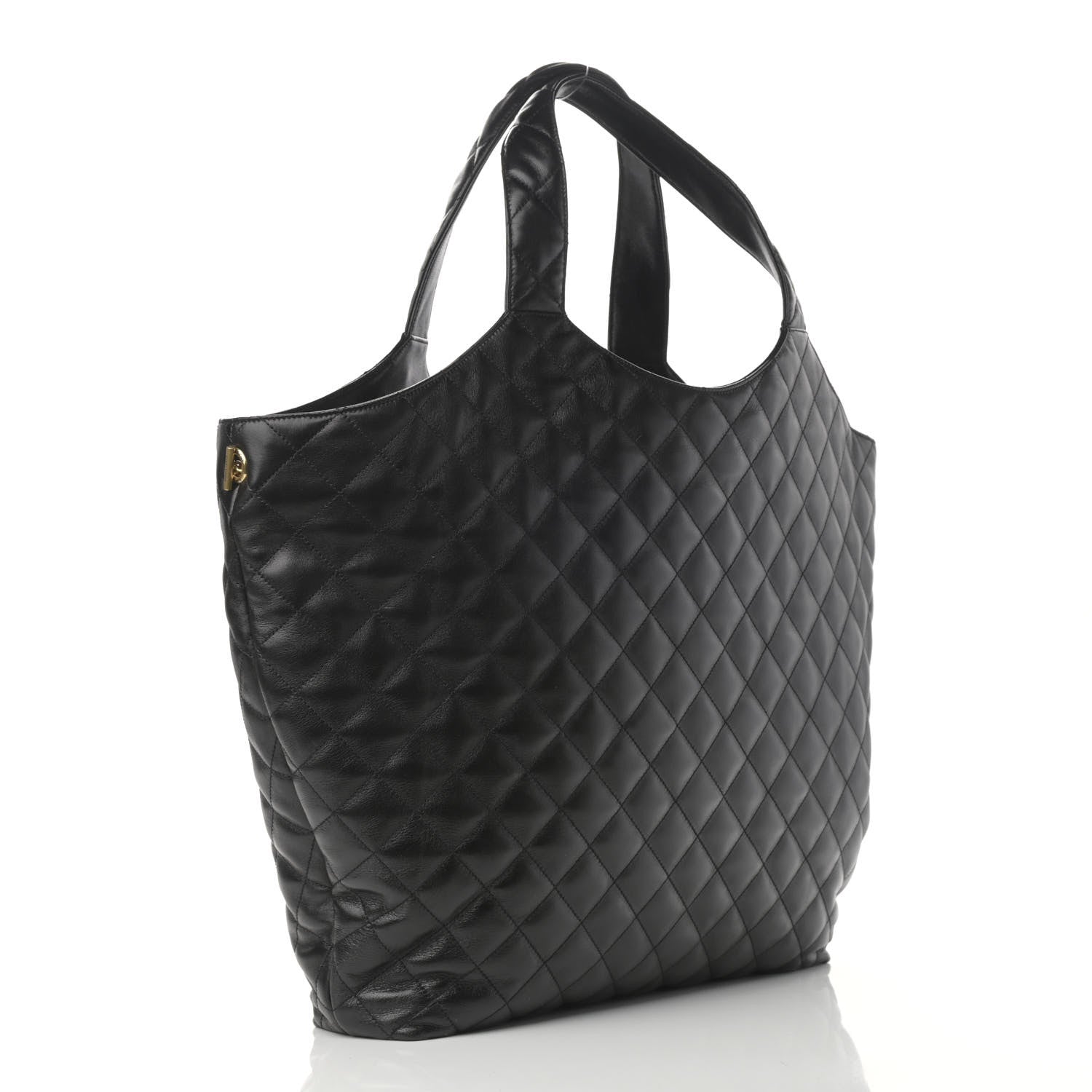 Saint Laurent Lambskin Quilted Maxi Icare Shopping Tote Black 4 of 11